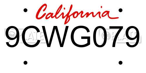 9CWG079 California License Plate