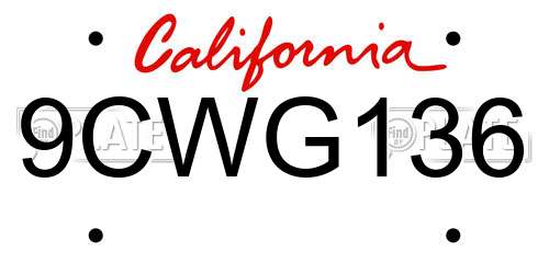 9CWG136 California License Plate