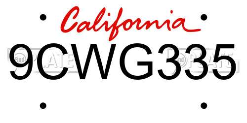 9CWG335 California License Plate