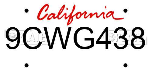 9CWG438 California License Plate