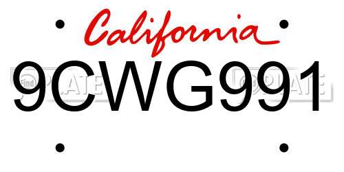 9CWG991 California License Plate