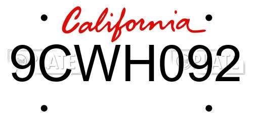 9CWH092 California License Plate