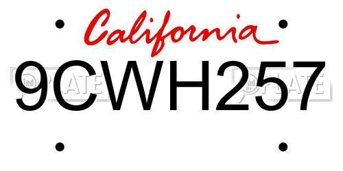 9CWH257 California License Plate