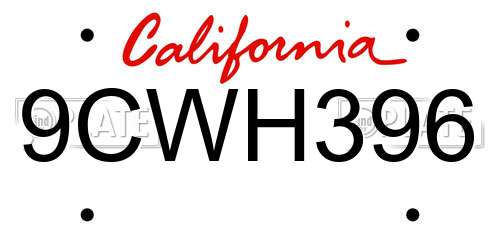 9CWH396 California License Plate