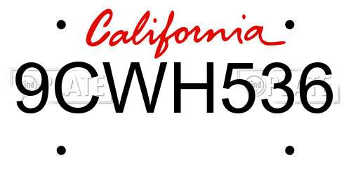 9CWH536 California License Plate