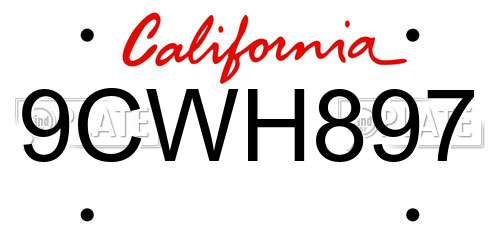 9CWH897 California License Plate