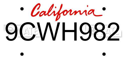 9CWH982 California License Plate