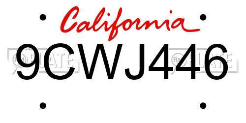 9CWJ446 California License Plate
