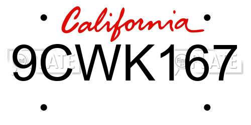 9CWK167 California License Plate