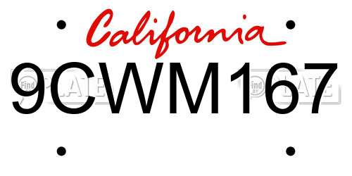 9CWM167 California License Plate