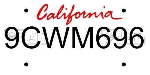9CWM696 California License Plate