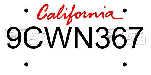 9CWN367 California License Plate