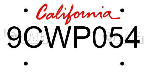 9CWP054 California License Plate