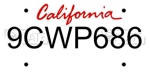 9CWP686 California License Plate