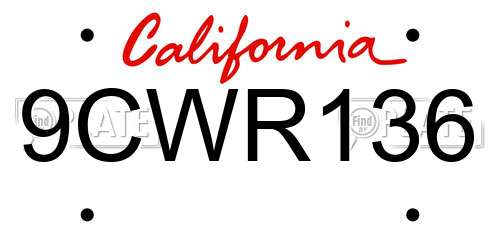 9CWR136 California License Plate