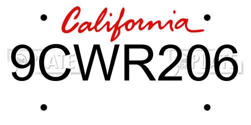 9CWR206 California License Plate