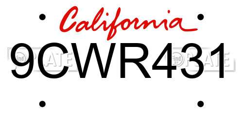 9CWR431 California License Plate