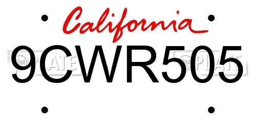 9CWR505 California License Plate