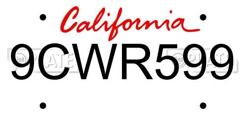 9CWR599 California License Plate