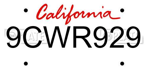 9CWR929 California License Plate