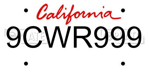 9CWR999 California License Plate