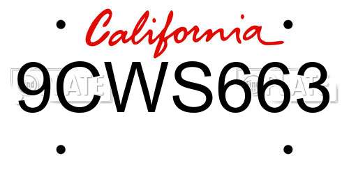 9CWS663 California License Plate