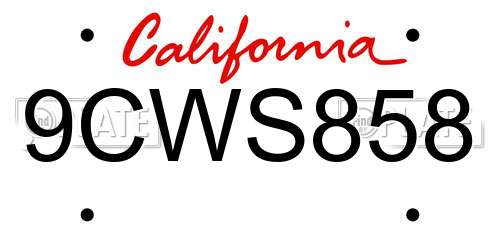 9CWS858 California License Plate