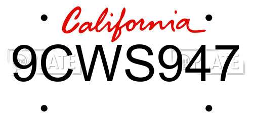 9CWS947 California License Plate