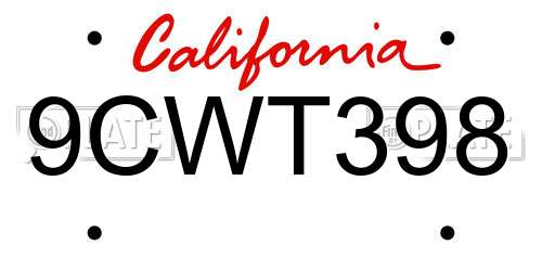 9CWT398 California License Plate