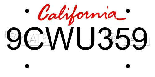 9CWU359 California License Plate