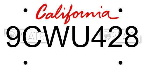 9CWU428 California License Plate