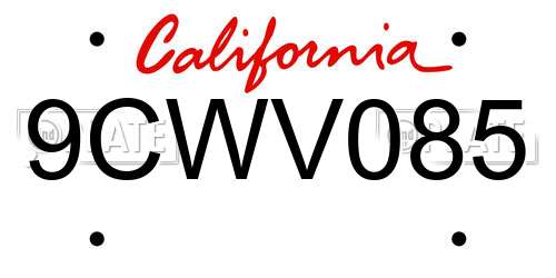 9CWV085 California License Plate