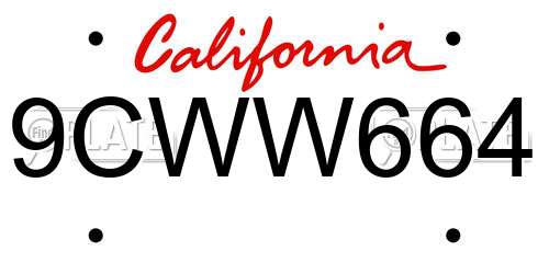9CWW664 California License Plate