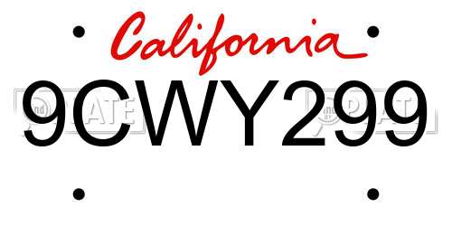 9CWY299 California License Plate