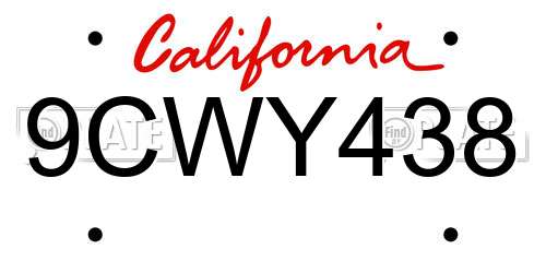 9CWY438 California License Plate