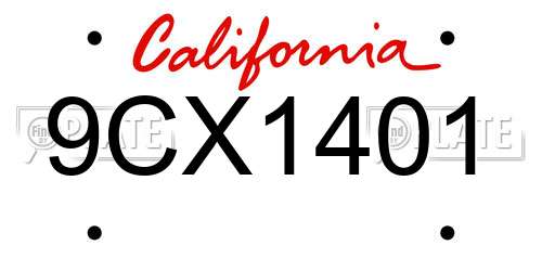 9CX1401 California License Plate