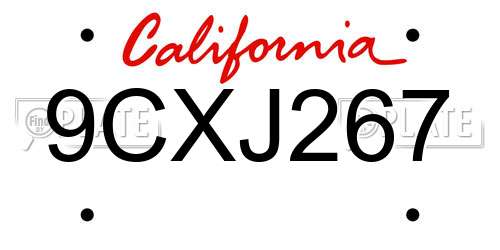 9CXJ267 California License Plate