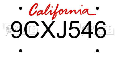 9CXJ546 California License Plate