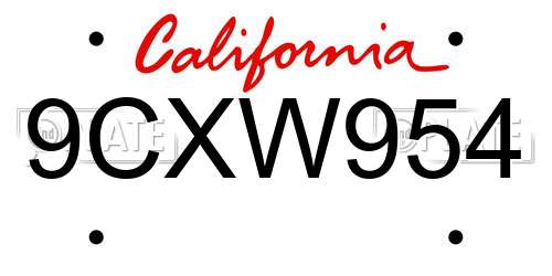9CXW954 California License Plate