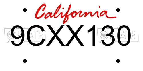 9CXX130 California License Plate