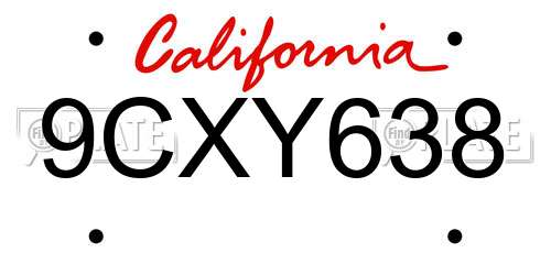 9CXY638 California License Plate