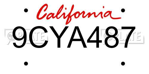 9CYA487 California License Plate