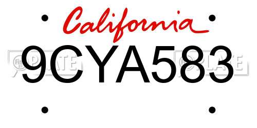 9CYA583 California License Plate