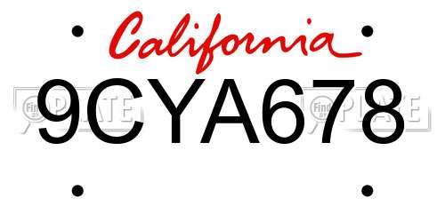 9CYA678 California License Plate