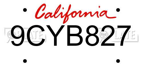 9CYB827 California License Plate