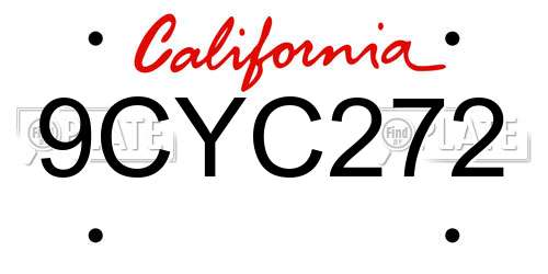 9CYC272 California License Plate