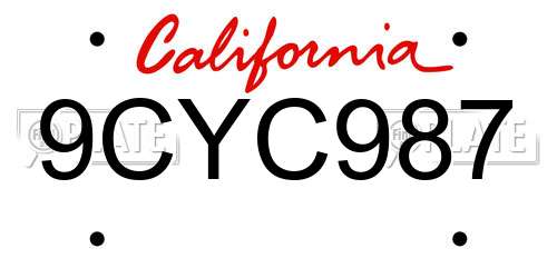 9CYC987 California License Plate