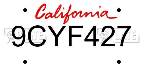 9CYF427 California License Plate