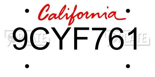 9CYF761 California License Plate