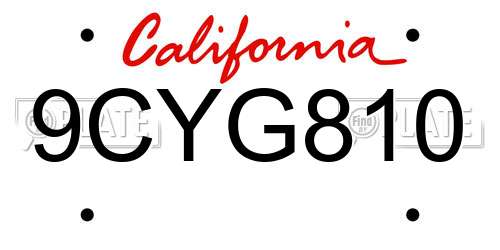 9CYG810 California License Plate